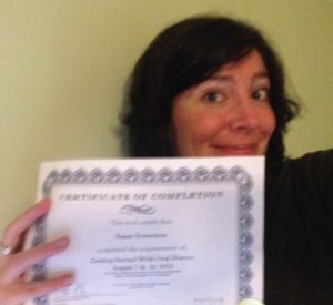 Showing off my certificate of completion