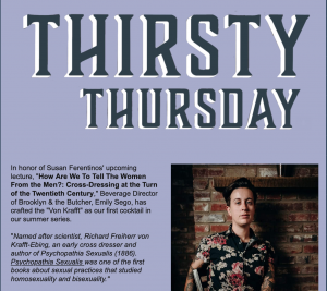 Poster for the Thirsty Thursday series at the Conrad-Caldwell Museum