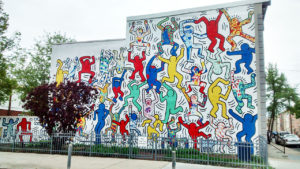 An outside mural by artist Keith Haring